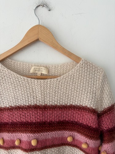 Sezane Penelope Mohair Wool Striped Bauble Sweater Size M - photo 2