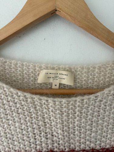 Sezane Penelope Mohair Wool Striped Bauble Sweater Size M - photo 3