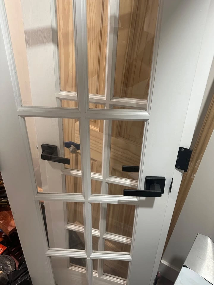 2 White 10-Lite Interior French Doors with Black Hardware - photo 4