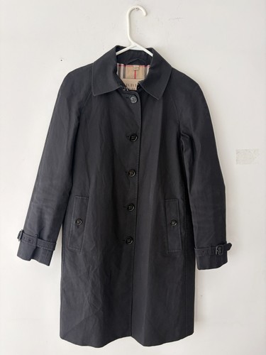 Burberry Brit Long Women's Black Trench Coat Size 4