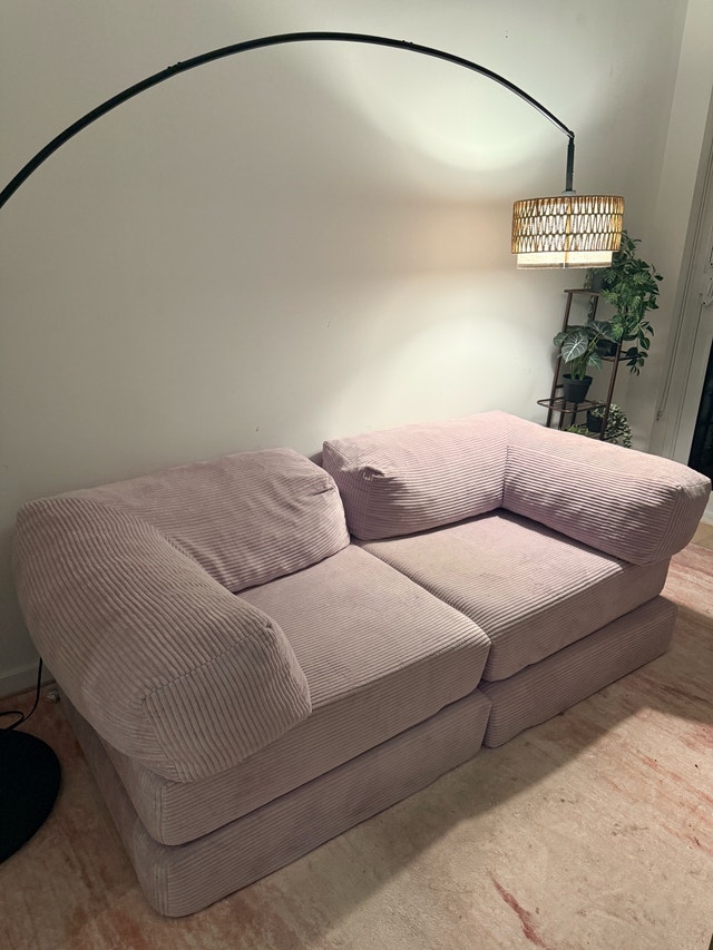 67” Convertible Corduroy Sofa / Floor Couch – Lavender