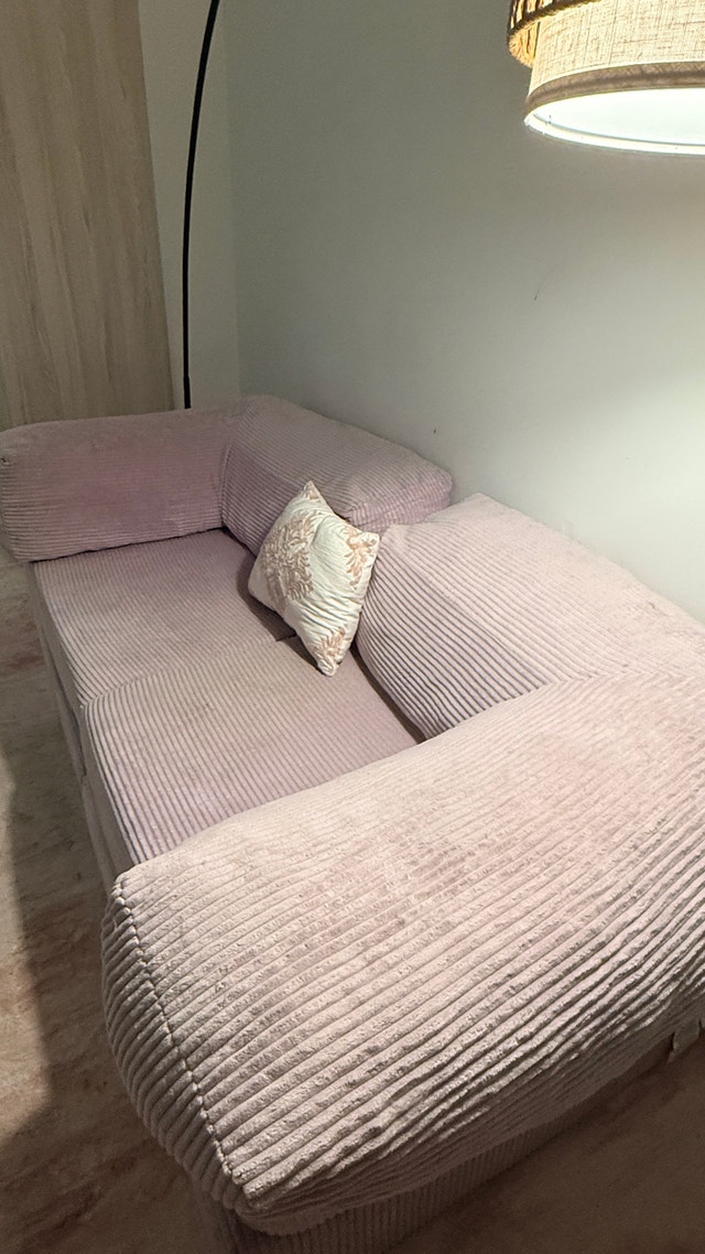 67” Convertible Corduroy Sofa / Floor Couch – Lavender - photo 2