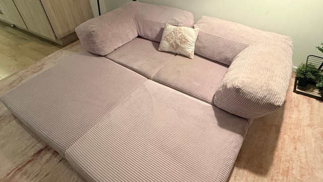 67” Convertible Corduroy Sofa / Floor Couch – Lavender - photo 3
