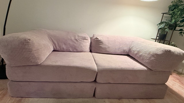 67” Convertible Corduroy Sofa / Floor Couch – Lavender - photo 5