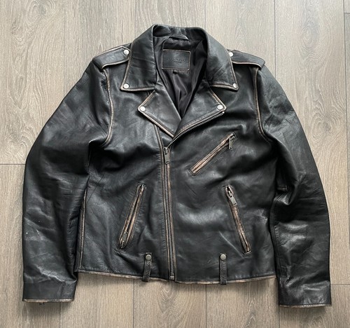 Bolongaro Trevor Antique Leather Biker Jacket Size L