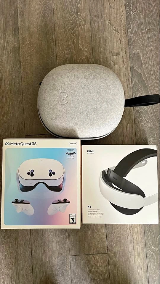 Meta Quest 3S 256GB VR Headset with Kiwi Head Strap and Case