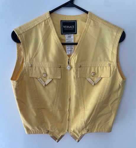 Vintage Versace Jeans Couture Yellow Cotton Vest Size S