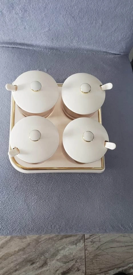 4-Piece Condiment Jar Set with Spoons & Tray - photo 2