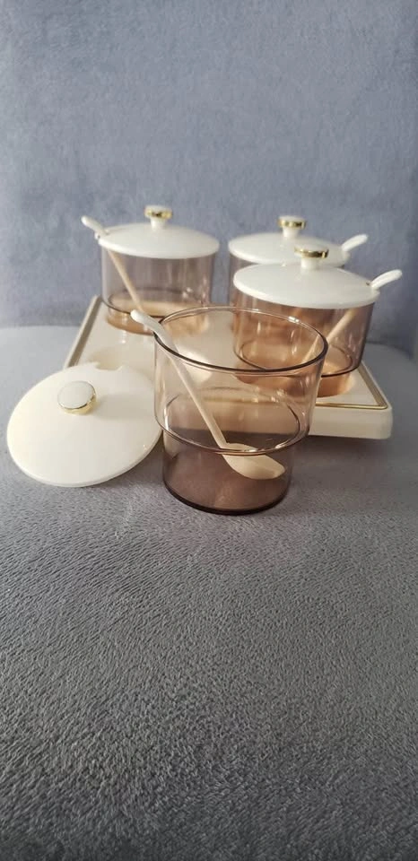 4-Piece Condiment Jar Set with Spoons & Tray - photo 3