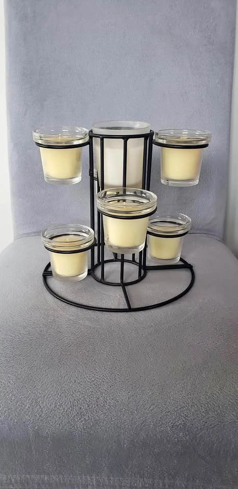 6-Piece Candle Holder Set with Black Metal Stand