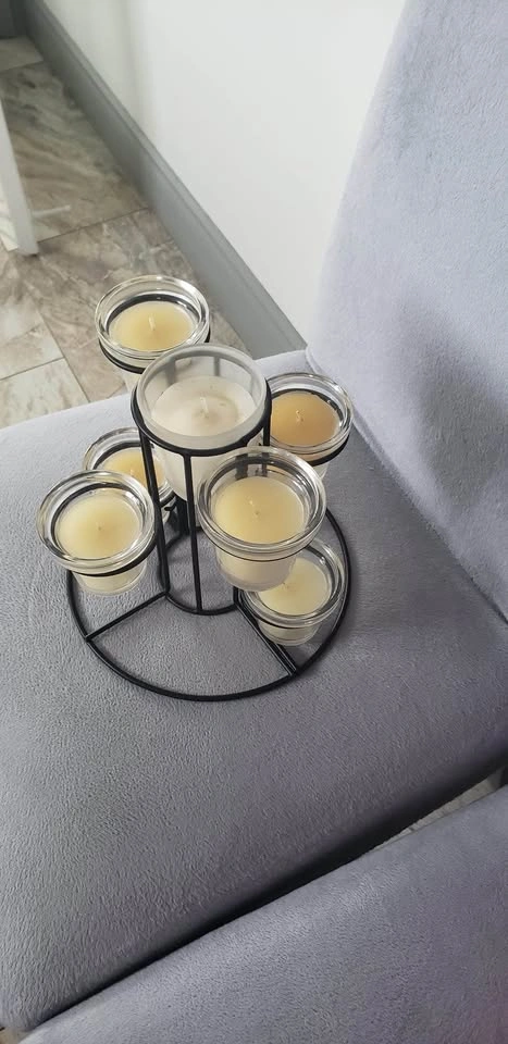 6-Piece Candle Holder Set with Black Metal Stand - photo 2