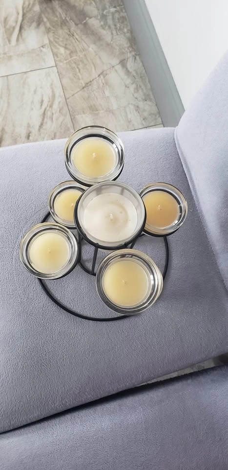 6-Piece Candle Holder Set with Black Metal Stand - photo 3