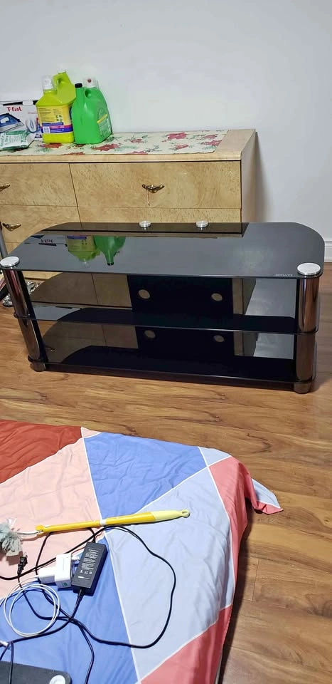 Modern Black Glass TV Stand