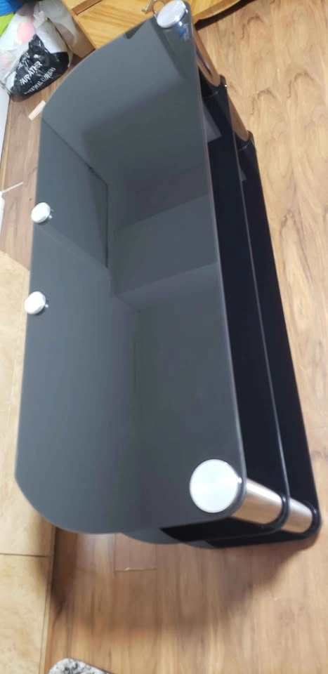 Modern Black Glass TV Stand - photo 2
