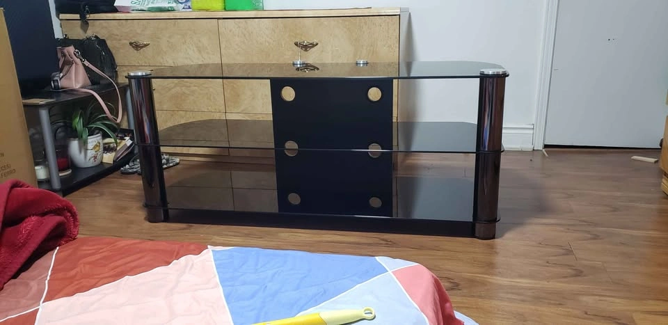 Modern Black Glass TV Stand - photo 3