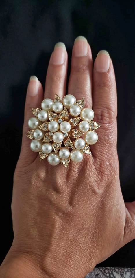 2 Pearl & Gold Adjustable Rings