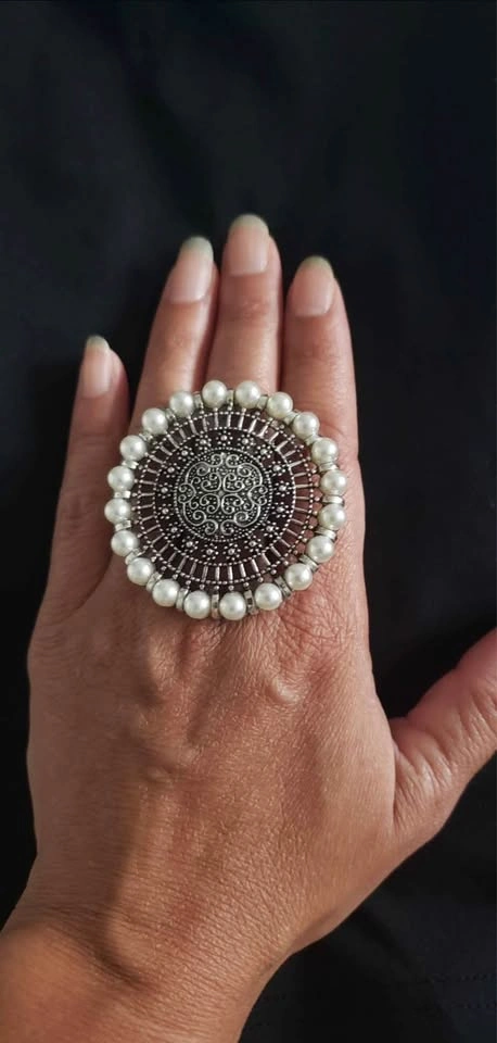 2 Pearl & Gold Adjustable Rings - photo 3