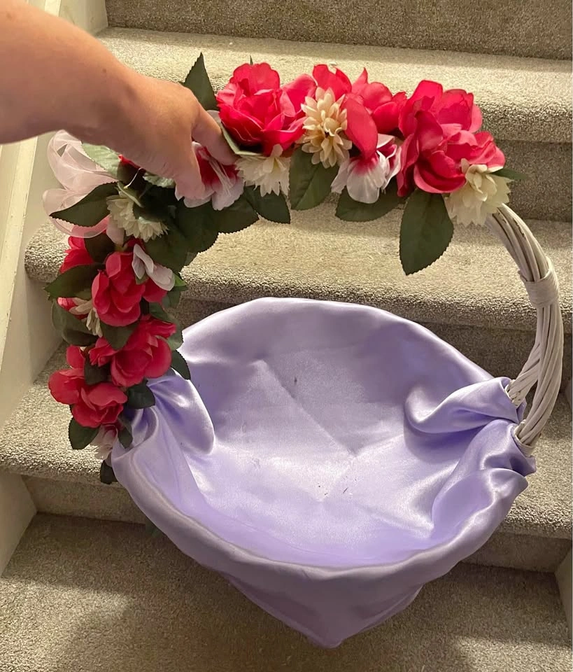 Gorgeous large 16” basket with fake flower decor