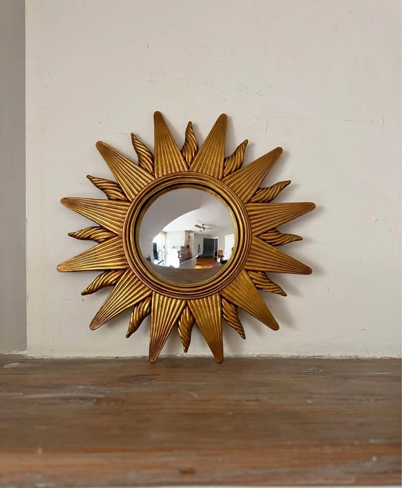 Vintage 1994 Gold Sunburst Convex Mirror