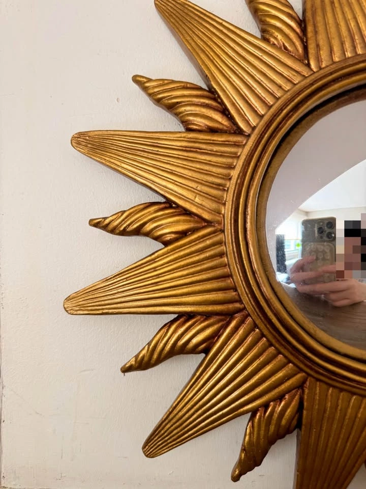 Vintage 1994 Gold Sunburst Convex Mirror - photo 2