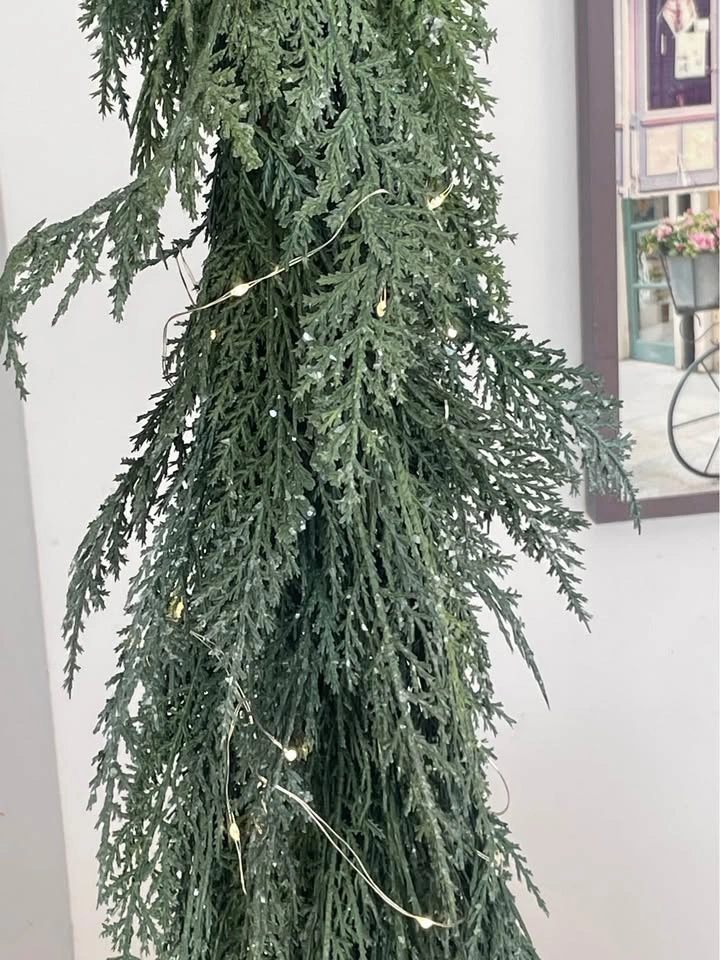 30” fake conifer tree in planter with fairy lights - photo 2