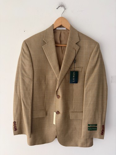 Ralph Lauren Silk Wool Check Blazer Jacket Size 36 Short NEW