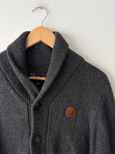 Fred Perry Mens 100% Lamb Wool Shawl Collar Cardigan Sweater Siz - photo 2