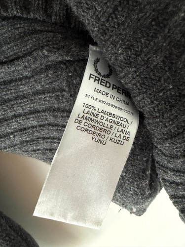Fred Perry Mens 100% Lamb Wool Shawl Collar Cardigan Sweater Siz - photo 5