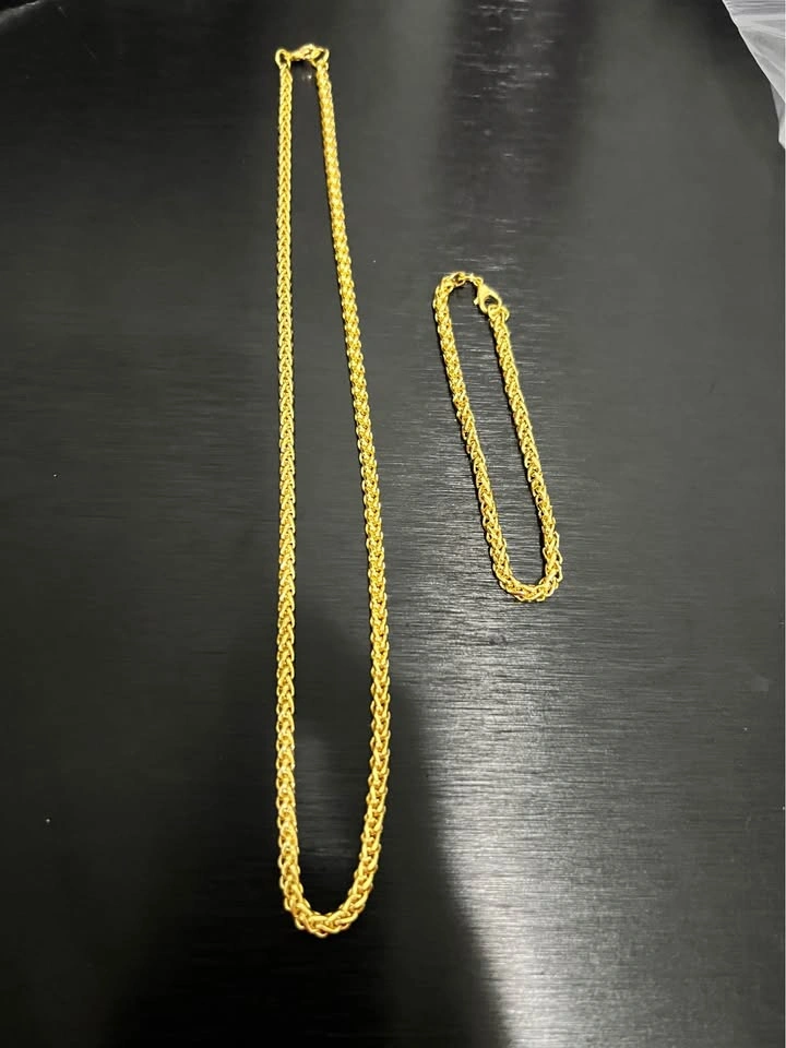 Gold-Tone Dragon Bone Chain Necklace and Bracelet Set - photo 2
