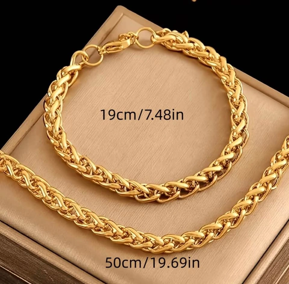 Gold-Tone Dragon Bone Chain Necklace and Bracelet Set - photo 4
