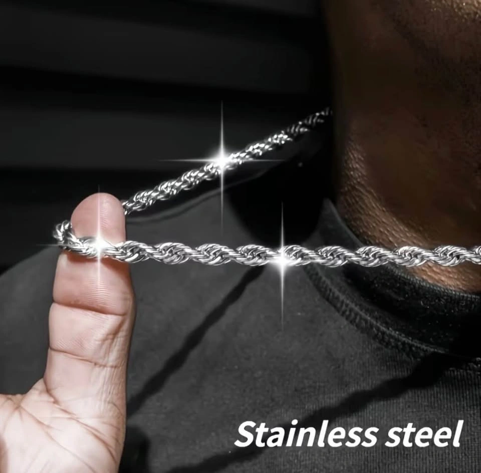 Stainless Steel 4mm Rope Chain Necklace - photo 2