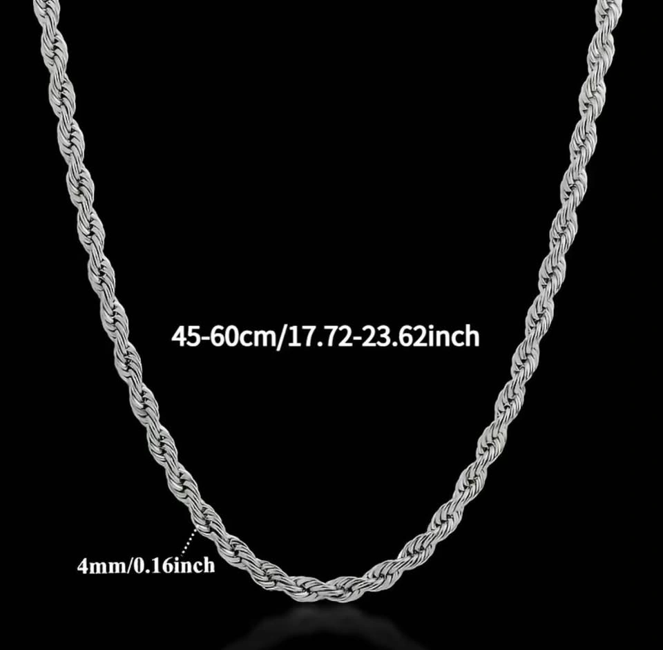 Stainless Steel 4mm Rope Chain Necklace - photo 3