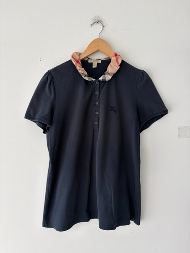 Burberry Brit Women's Nova Check Puff Collar Polo Shirt Size XL
