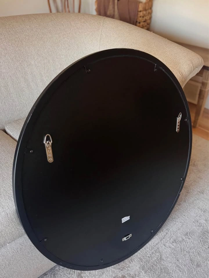 Round Decorative Wall Mirror W/Black Metal Frame - photo 5