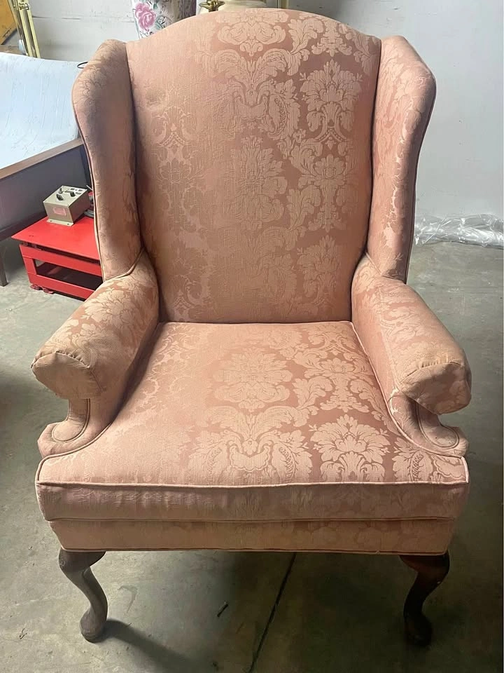 Vintage Damask Wingback Armchair