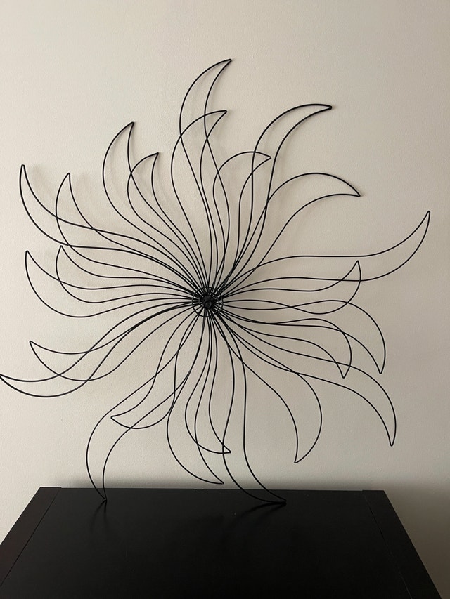 Moving Sale – Modern Black Metal Wire Wall Art Sculpture