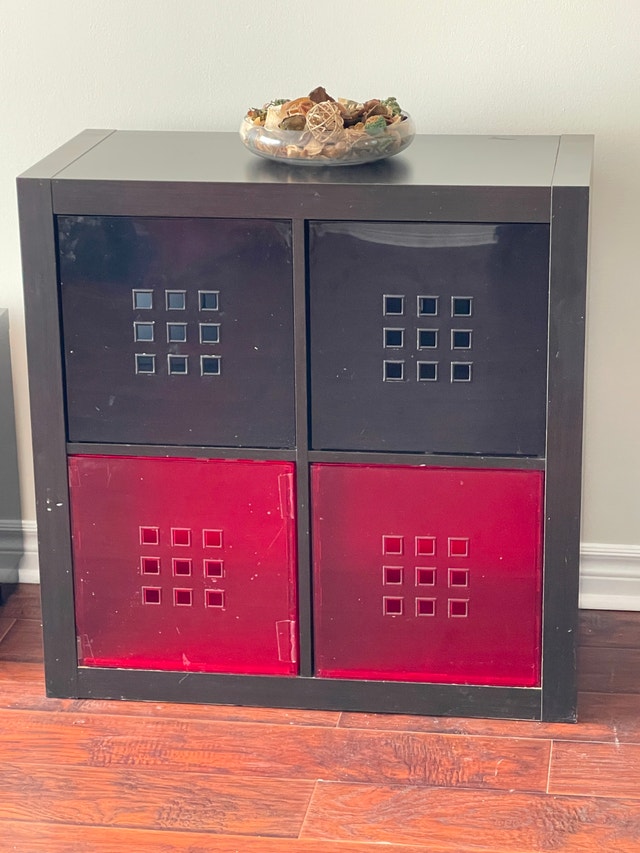 Moving Sale – 4-Cube Black & Red Storage Cabinet