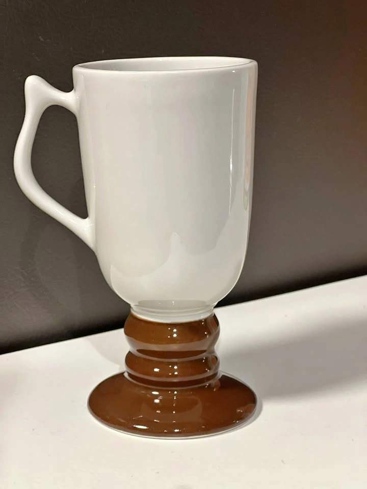 Vintage Hall China Pedestal Mug #1273 - White & Brown