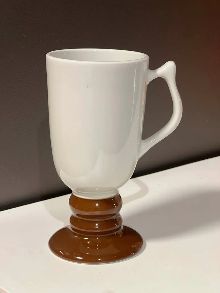 Vintage Hall China Pedestal Mug #1273 - White & Brown - photo 2