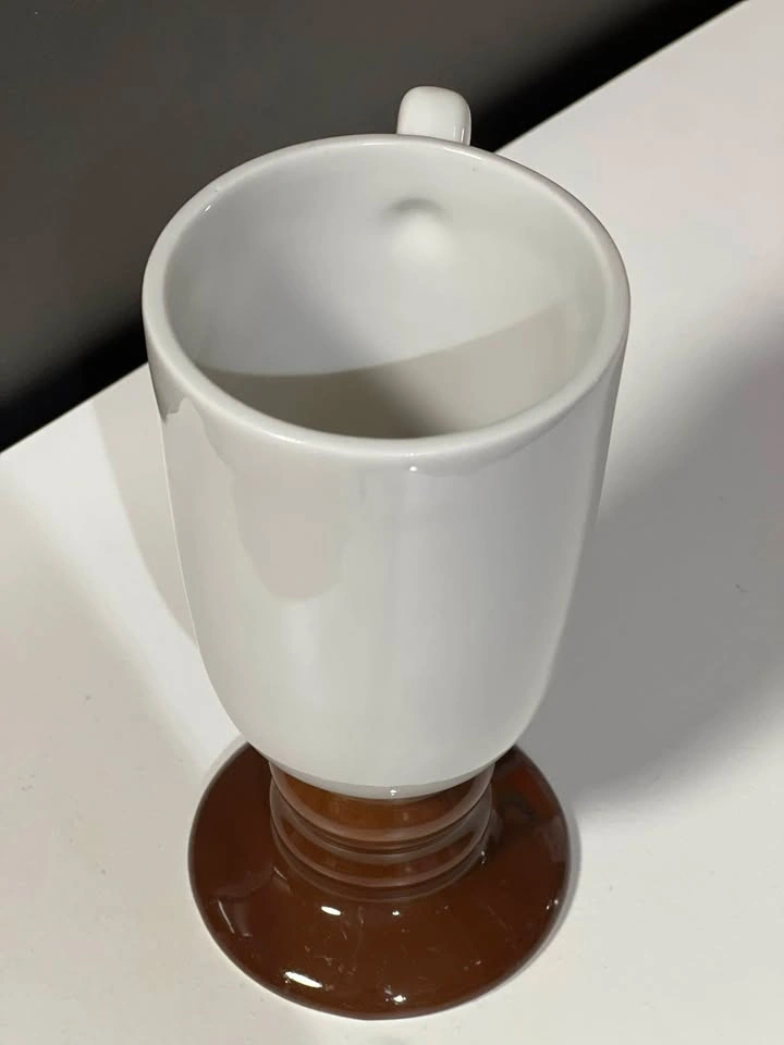 Vintage Hall China Pedestal Mug #1273 - White & Brown - photo 3