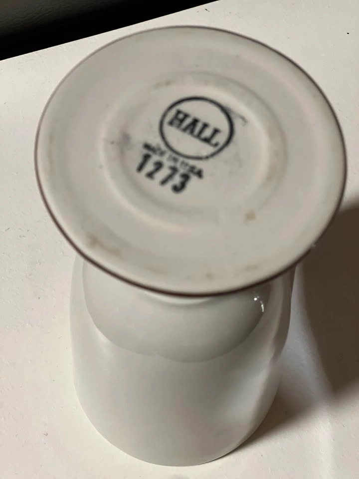 Vintage Hall China Pedestal Mug #1273 - White & Brown - photo 5