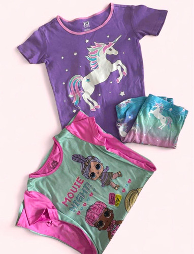 Girls Size 8 LOL Surprise & Unicorn Pajama Set Bundle 2 Sets