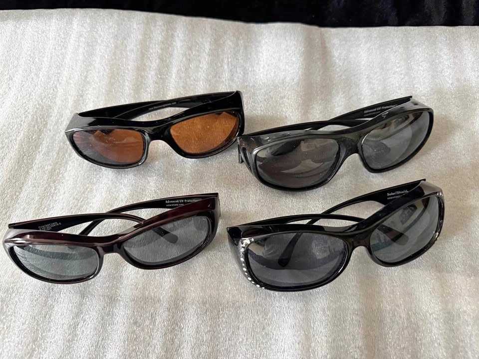 4 Pair Lot: Fit-Over Sunglasses (Solar Shield & Rhinestone)