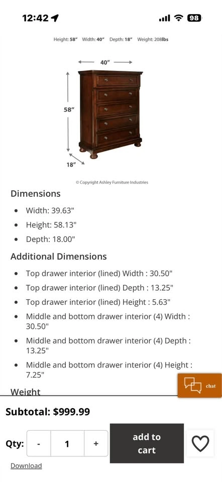 Ashley 5 drawer tall dresser - photo 4
