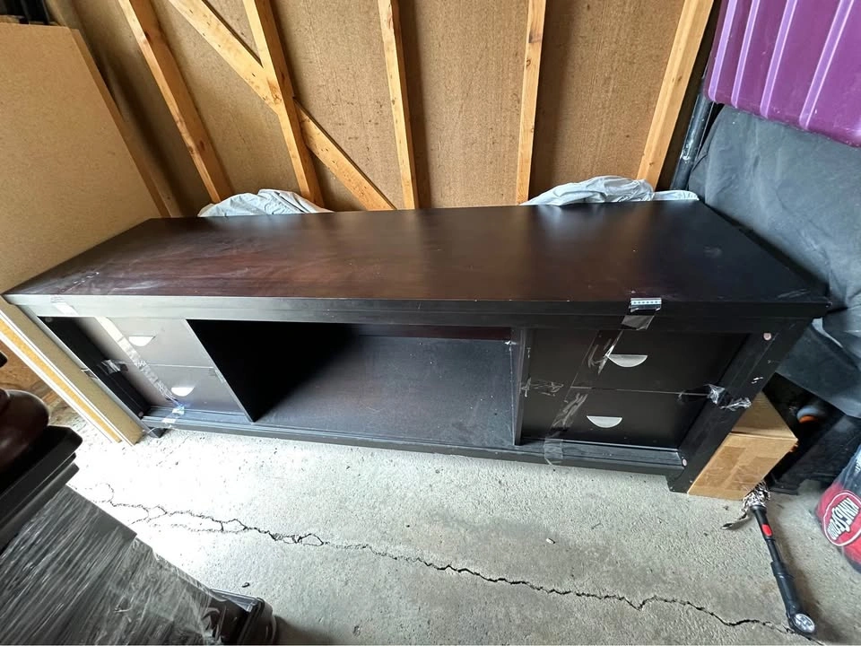 Tv stand with glass doors