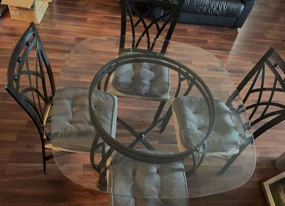Modern 5-Piece Glass & Metal Dining Set – Table + 4 Chairs - photo 2