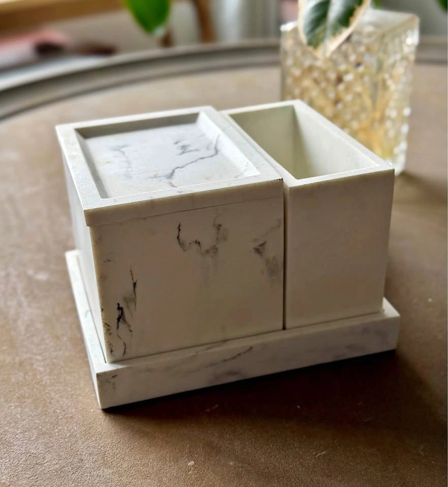 Faux Marble Desk Organizer Set