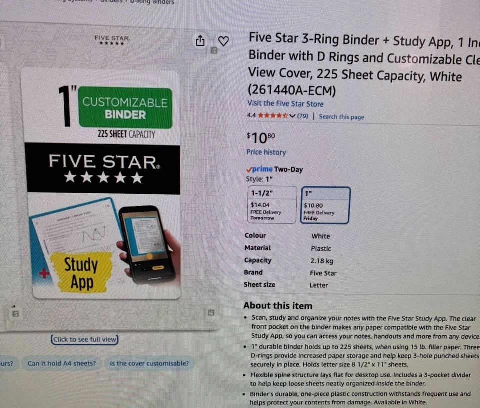 6 - Five Star 1" Binders for $18 - photo 3