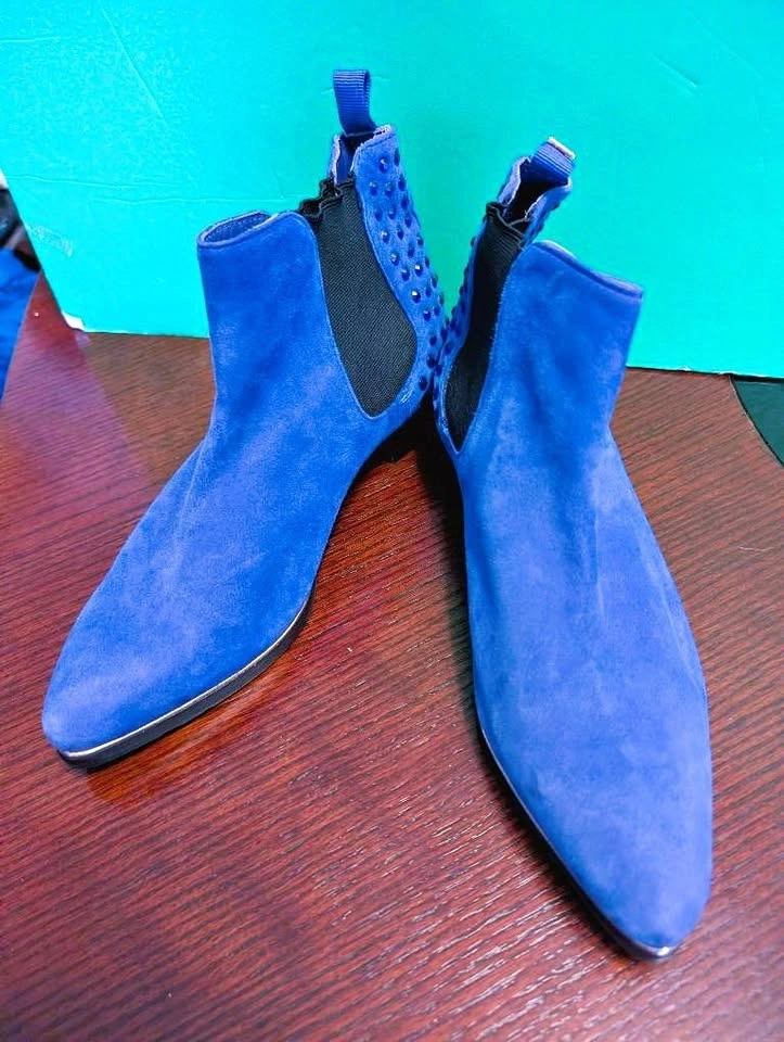 Womens Suede Chelsea Boots Royal Blue (EUR40, Womens Size 9)