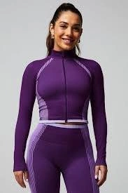 Fabletics Cropped Training Jacket (Size Small, Purple) - photo 3